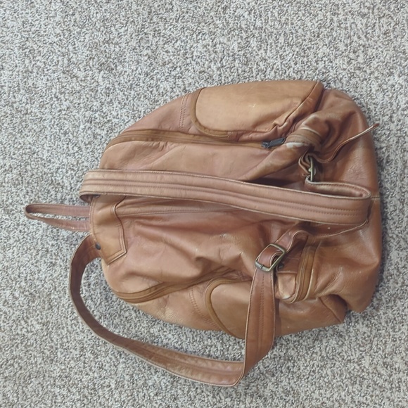 Leather expandable backpack organizer pocket adjustable straps unisex main image 5